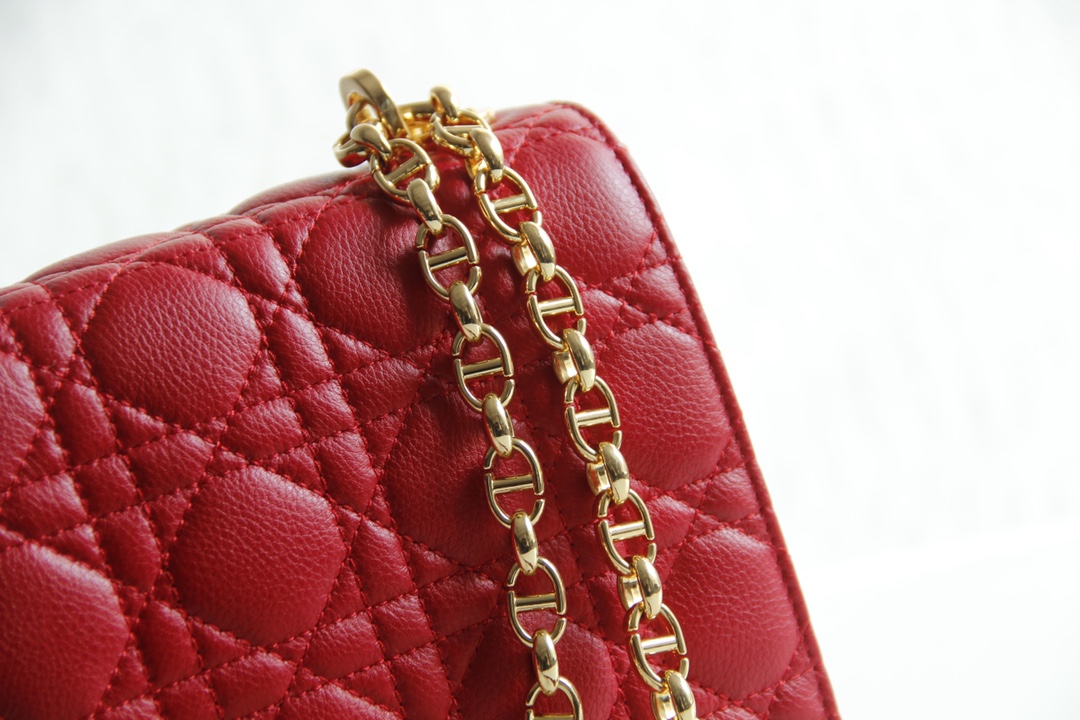 Large Dior Caro Bag Red Supple Cannage Calfskin